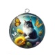 Pendentif Cabochon Argent - chat
