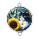 Connecteur Cabochon Argent - chat