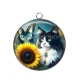 Pendentif Cabochon Argent - chat