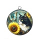 Pendentif Cabochon Argent - chat