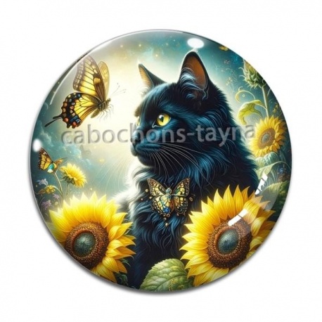 Cabochon Verre - chat