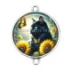 Connecteur Cabochon Argent - chat