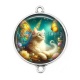 Connecteur Cabochon Argent - chat