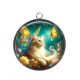 Pendentif Cabochon Argent - chat