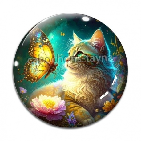 Cabochon Verre - chat