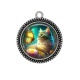 Pendentif Cabochon Argent - chat