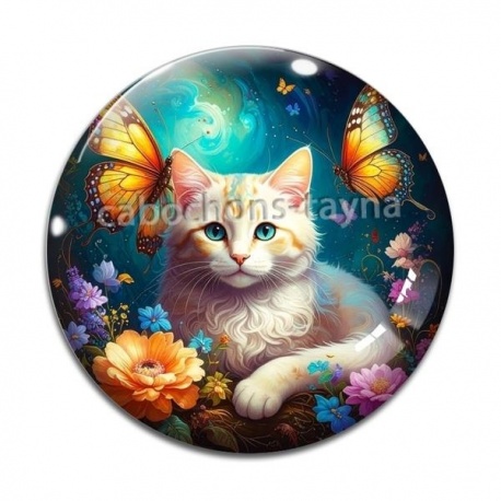 Cabochon Verre - chat