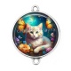 Connecteur Cabochon Argent - chat