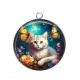 Pendentif Cabochon Argent - chat