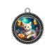 Pendentif Cabochon Argent - chat