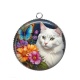 Pendentif Cabochon Argent - chat