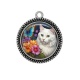 Pendentif Cabochon Argent - chat