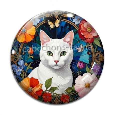Cabochon Verre - chat