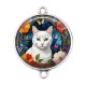 Connecteur Cabochon Argent - chat