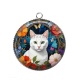 Pendentif Cabochon Argent - chat