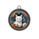Pendentif Cabochon Argent - chat