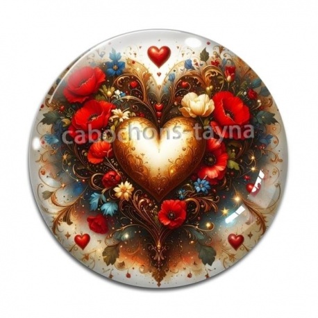 Cabochon Verre - coeur