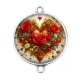 Connecteur Cabochon Argent - coeur coquelicot