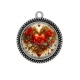 Pendentif Cabochon Argent - coeur coquelicot