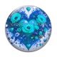 Cabochon Verre - coeur coquelicot