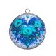 Pendentif Cabochon Argent - coeur coquelicot