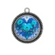 Pendentif Cabochon Argent - coeur coquelicot