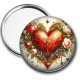 Miroir de poche - coeur avec rose