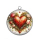 Pendentif Cabochon Argent - coeur avec rose