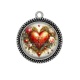 Pendentif Cabochon Argent - coeur avec rose