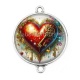 Connecteur Cabochon Argent - coeur