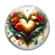 Cabochon Verre - coeur coquelicot