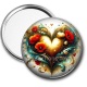 Miroir de poche - coeur coquelicot