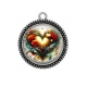 Pendentif Cabochon Argent - coeur coquelicot