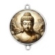 Connecteur Cabochon Argent - bouddha méditation