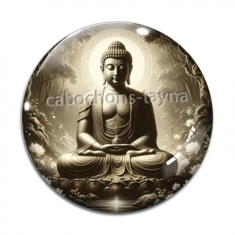Cabochon Verre - bouddha méditation