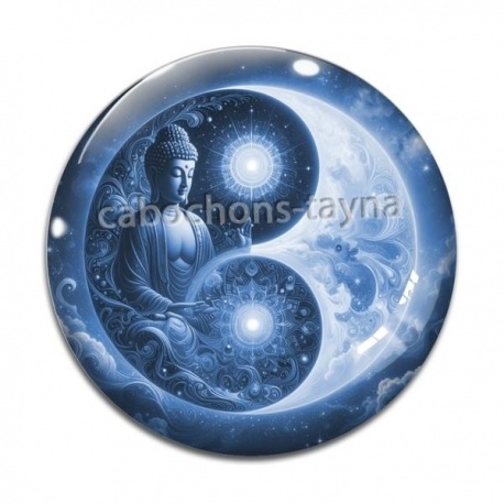 Cabochon Verre - bouddha méditation