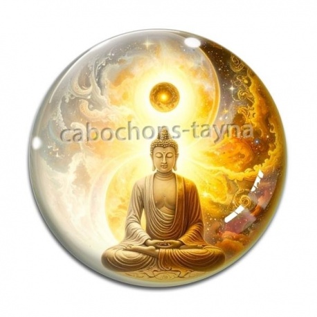 Cabochon Verre - bouddha méditation