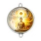Connecteur Cabochon Argent - bouddha méditation