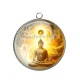 Pendentif Cabochon Argent - bouddha méditation