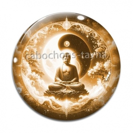 Cabochon Verre - bouddha méditation