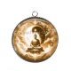 Pendentif Cabochon Argent - bouddha méditation
