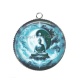Pendentif Cabochon Argent - bouddha méditation