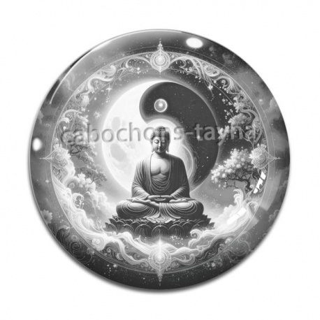 Cabochon Verre - bouddha méditation