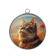 Pendentif Cabochon Argent - chat