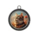 Pendentif Cabochon Argent - chat