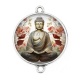 Connecteur Cabochon Argent - bouddha méditation