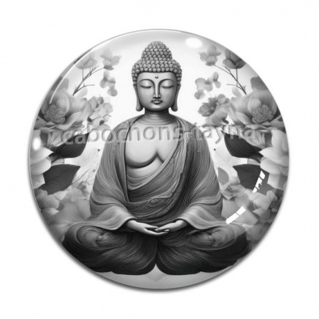 Cabochon Verre - bouddha méditation