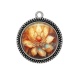 Pendentif Cabochon Argent - fleur exotique