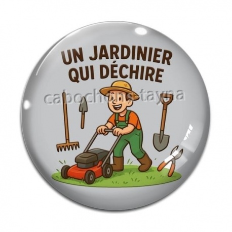 Cabochon Verre - un jardinier qui déchire