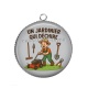 Pendentif Cabochon Argent - un jardinier qui déchire